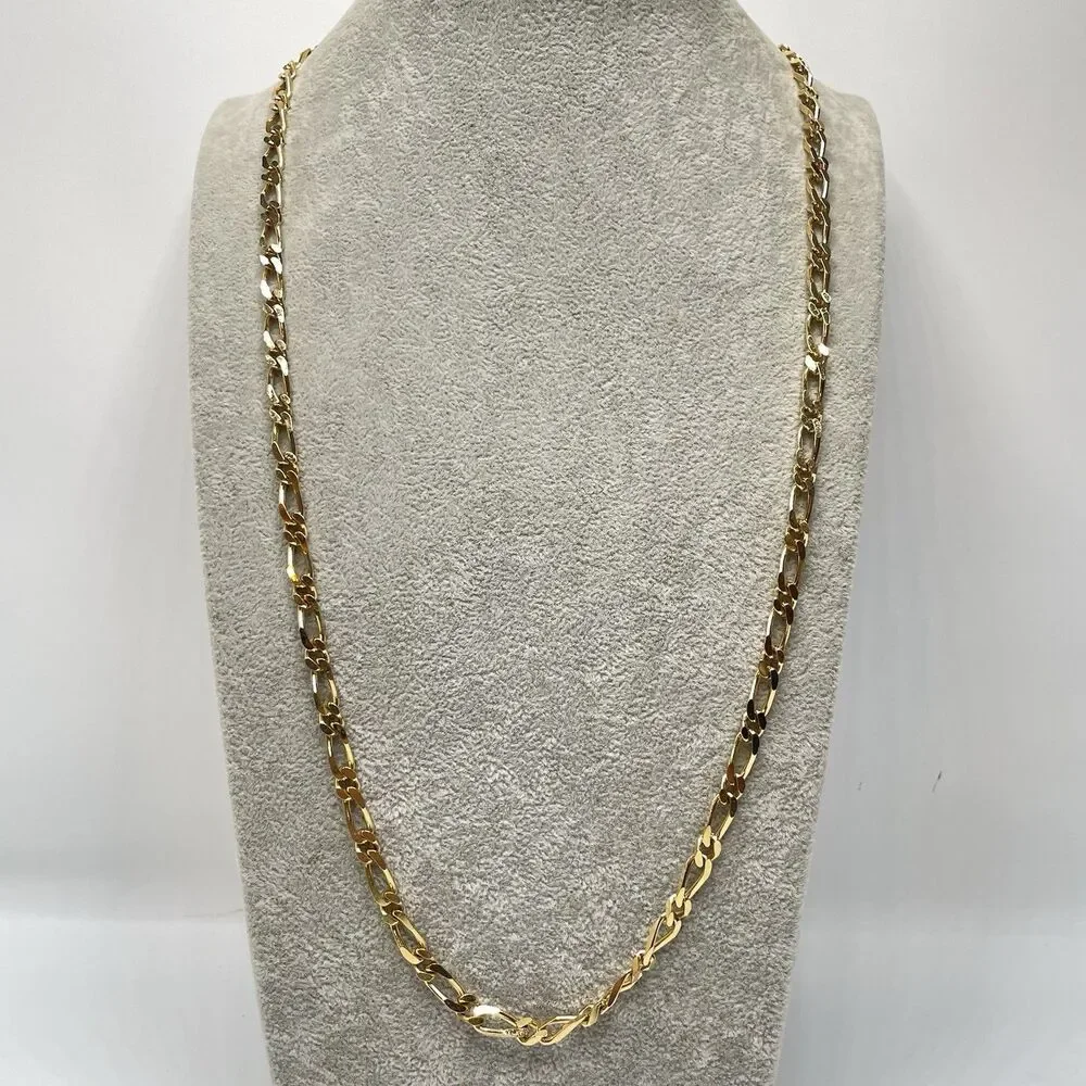 Vintage Monet Gold Tone Figaro Chain Link Necklace Stunning 30